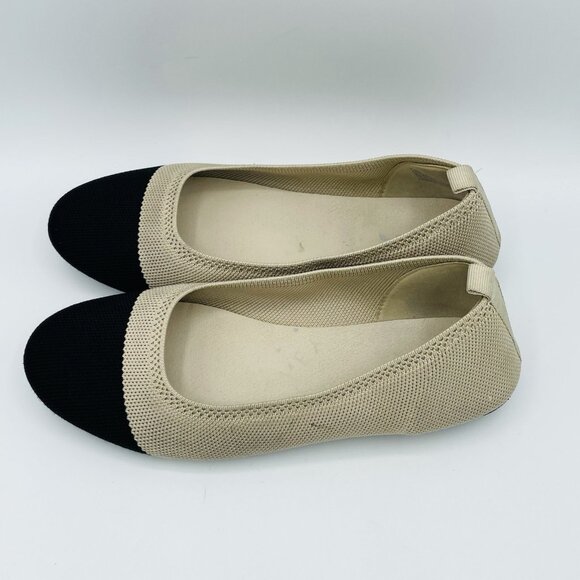 MIA Shoes Womens Size 7.5 M Beige Black Alyssa Slip On Comfort Flats Loafers - Picture 6 of 11